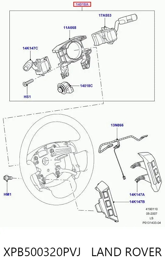 Conmutador columna dirección XPB500320PVJ Land Rover