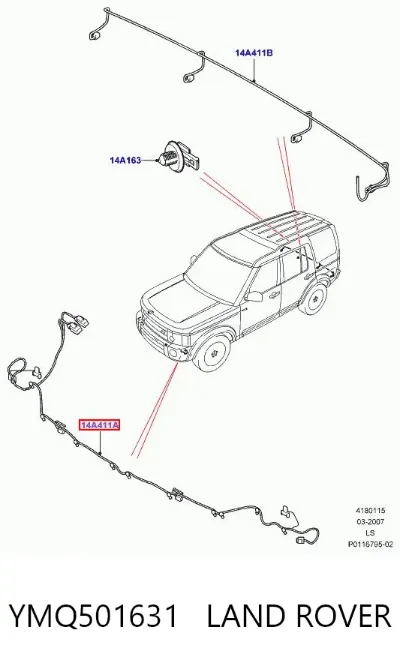 Cable de sensor de aparcamiento del parachoques delantero LAND ROVER YMQ501631