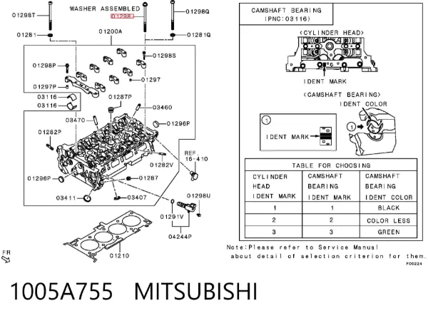 Tornillo culata 1005A755 Mitsubishi