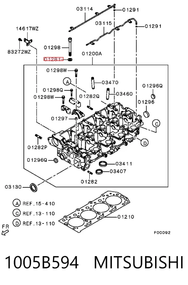 Tornillo culata 1005B594 Mitsubishi