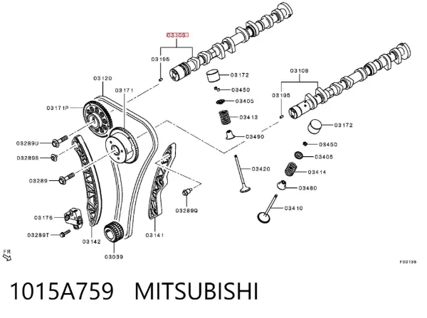 Árbol de levas de escape 1015A759 Mitsubishi