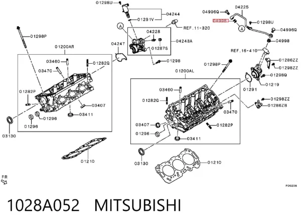 Junta de la línea de aceite del control del embrague 1028A052 Mitsubishi