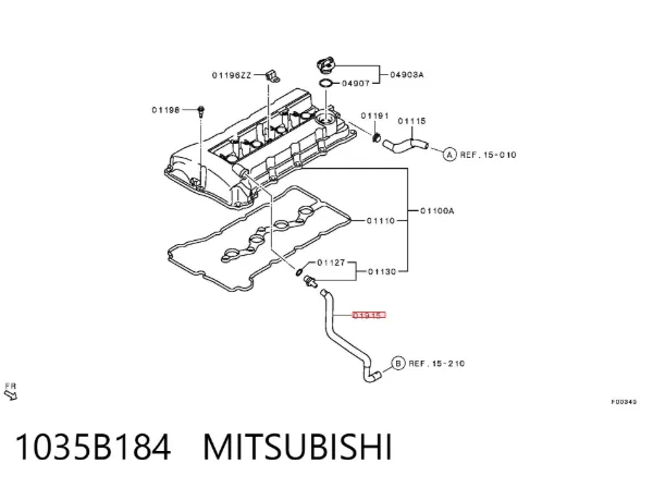 Tubo de ventilación del cárter 1035B184 Mitsubishi