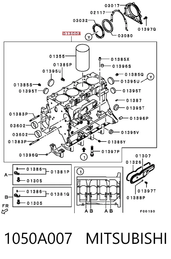 Bloque de cilindros del motor 1050A007 Mitsubishi