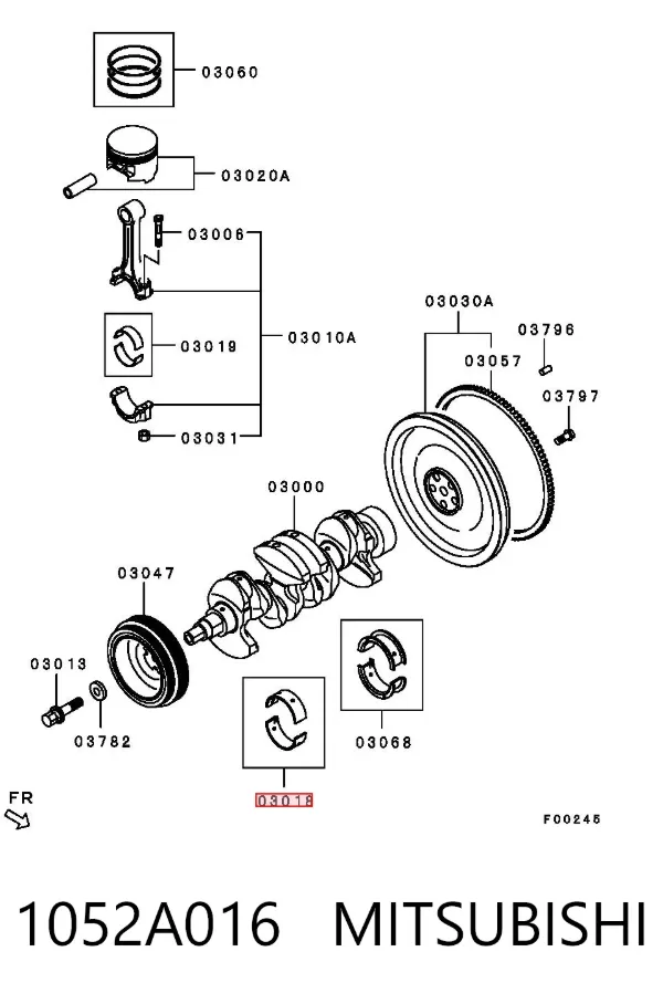 Juego de cojinetes de cigüeñal, estándar, STD 1052A016 Mitsubishi