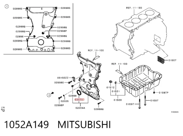 Retén de cigüeñal frontal 1052A149 Mitsubishi