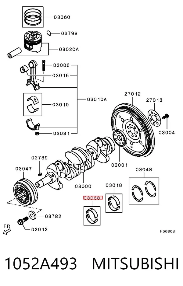 Juego de cojinetes de cigüeñal, estándar, STD 1052A493 Mitsubishi