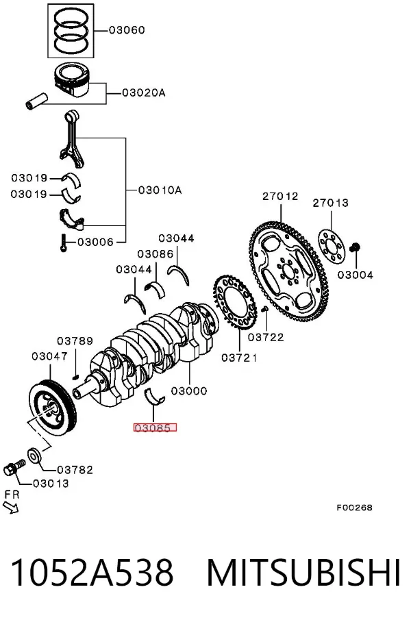 Juego de cojinetes de cigüeñal, estándar, STD 1052A538 Mitsubishi
