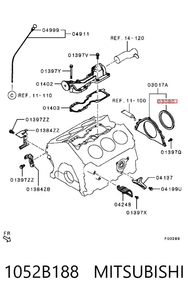 Retén de cigüeñal 1052B188 Mitsubishi