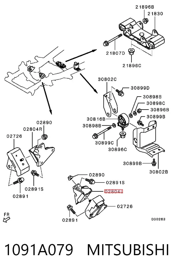 Soporte del soporte izquierdo del motor 1091A079 Mitsubishi
