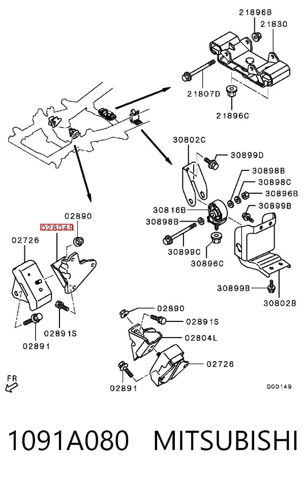 Soporte derecho del motor 1091A080 Mitsubishi
