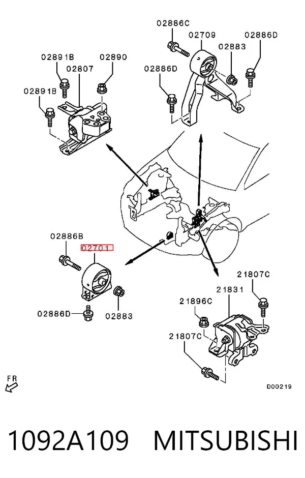 Soporte de motor delantero 1092A109 Mitsubishi