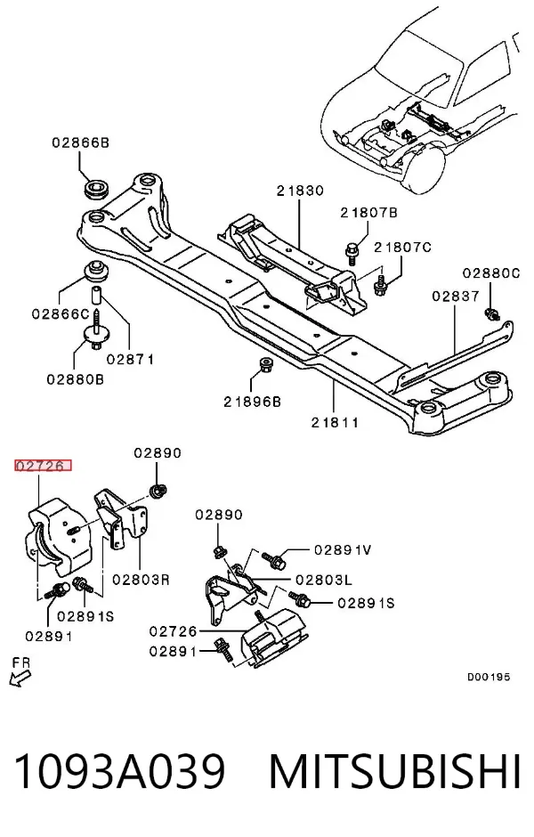 Soporte de motor, Izquierda / Derecha 1093A039 Mitsubishi
