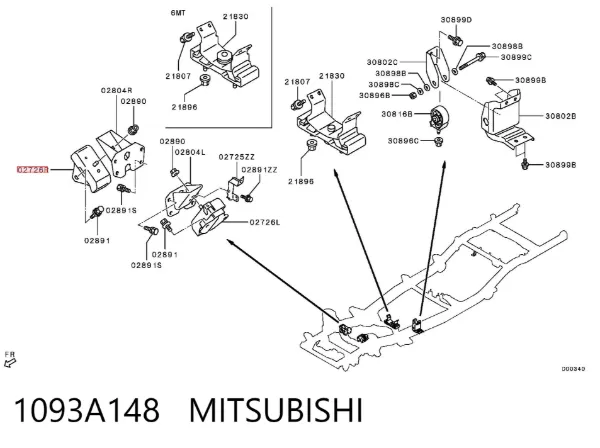Soporte de motor derecho 1093A148 Mitsubishi