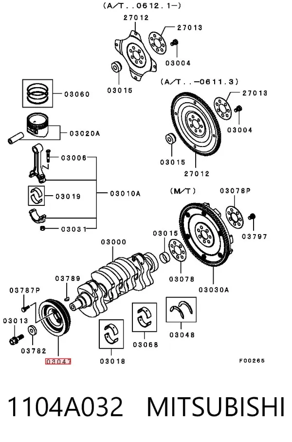 Polea de cigüeñal 1104A032 Mitsubishi