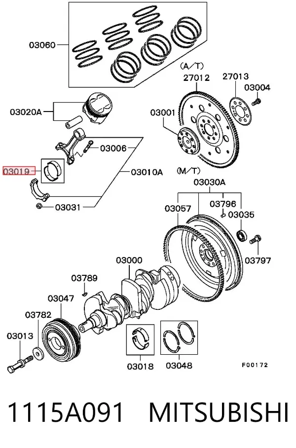 Cojinetes de biela 1115A091 Mitsubishi