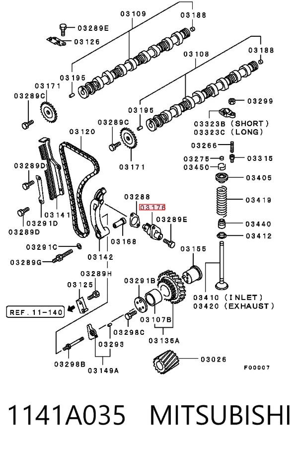 Tensor de cadena de distribución 1141A035 Mitsubishi