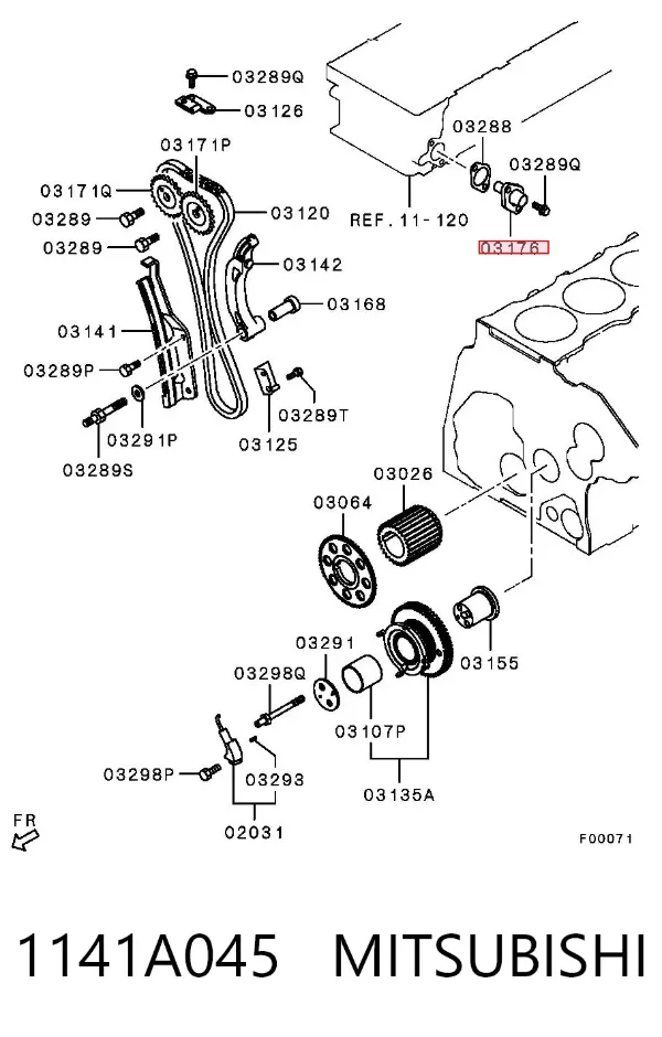 Tensor de cadena de distribución 1141A045 Mitsubishi