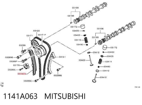 Guía del tensor de la cadena de distribución 1141A063 Mitsubishi