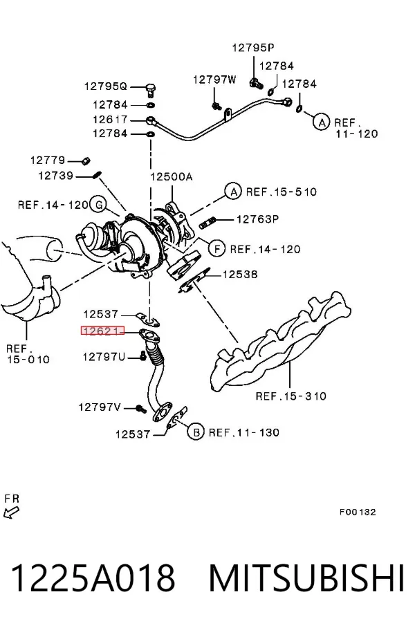 Tubo de drenaje de aceite de turbocompresor 1225A018 Mitsubishi