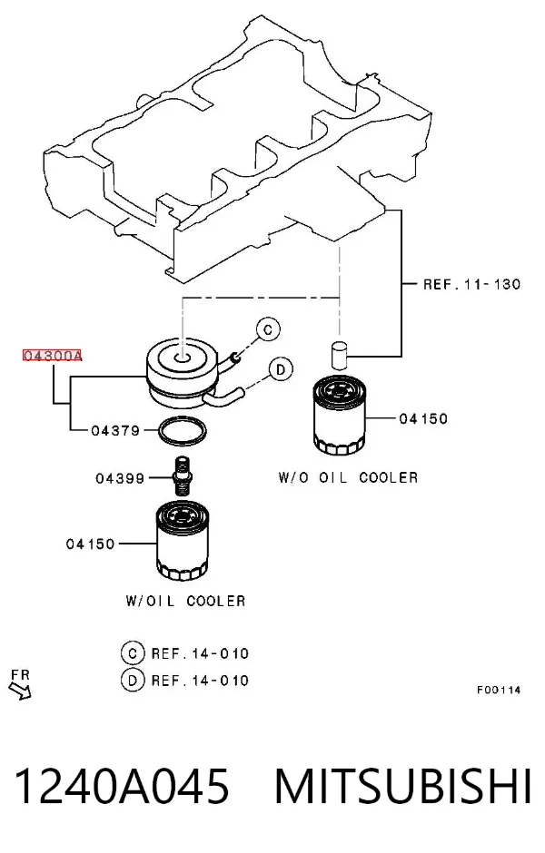 Radiador de aceite debajo del filtro 1240A045 Mitsubishi