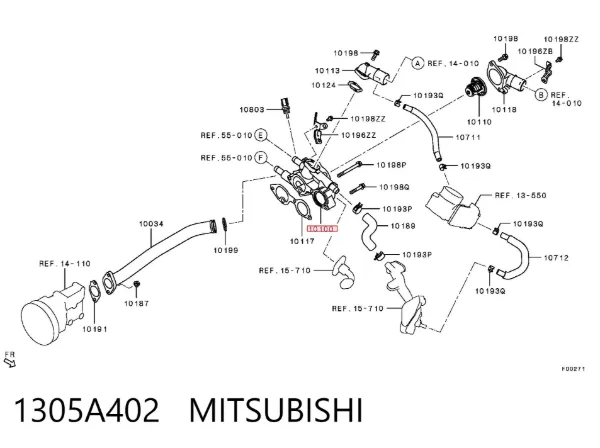 Caja de termostato 1305A402 Mitsubishi