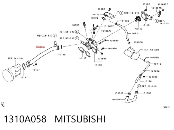 Manguera radiador 1310A058 Mitsubishi