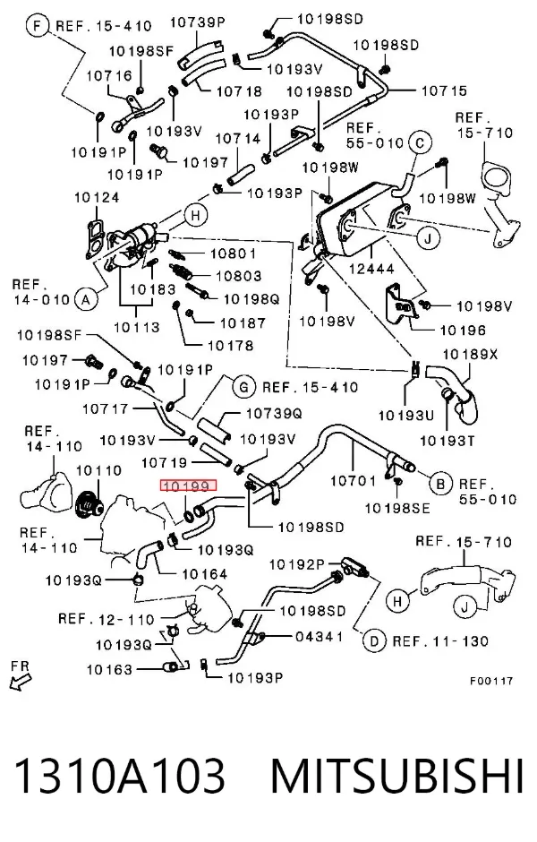 Anillo de estanqueidad del sistema de refrigeración 1310A103 Mitsubishi