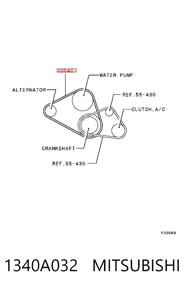 Correa de alternador 1340A032 Mitsubishi