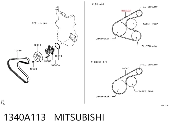 Correa de alternador 1340A113 Mitsubishi