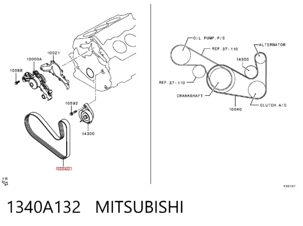 Correa de alternador 1340A132 Mitsubishi