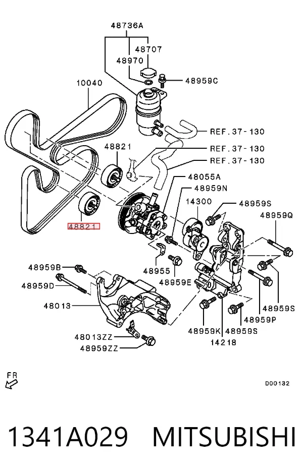 Polea inversión / guía, correa poli V 1341A029 Mitsubishi