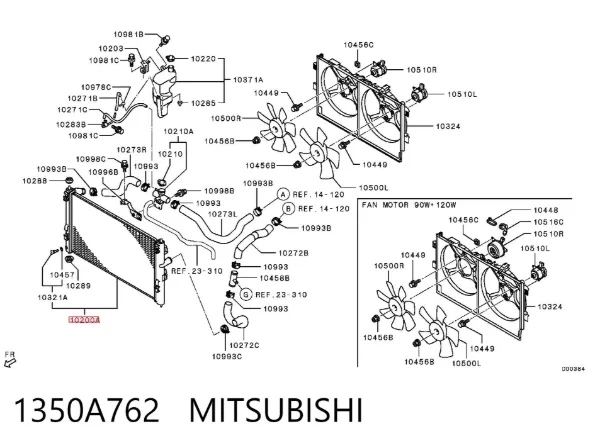 Radiador 1350A762 Mitsubishi