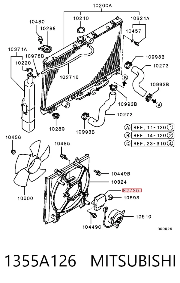 Regulador de velocidad del ventilador de refrigeración (unidad de control) 1355A126 Mitsubishi