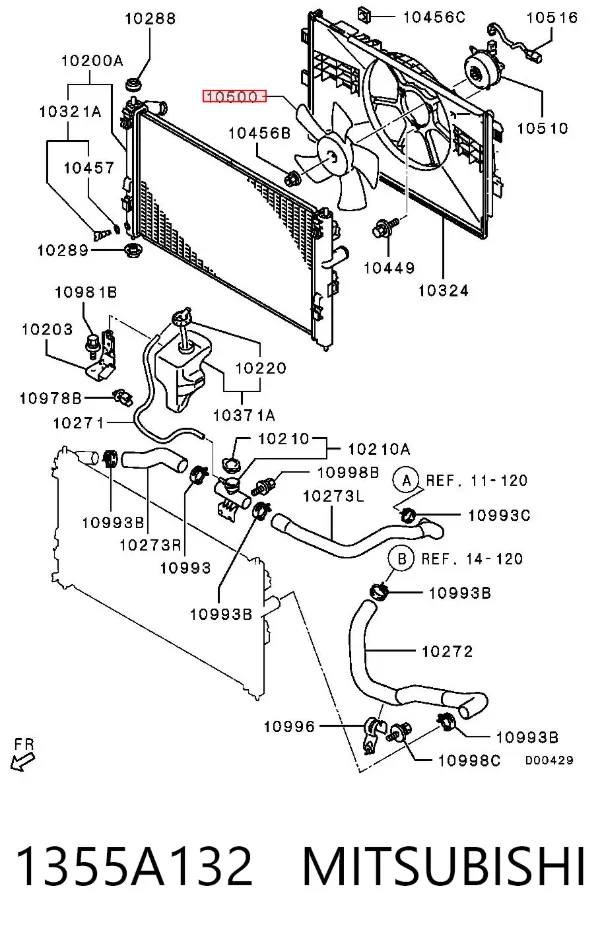 Ventilador del radiador 1355A132 Mitsubishi