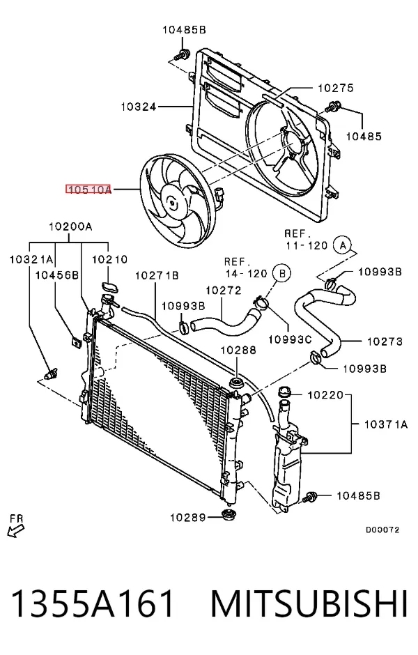 Ventilador del motor 1355A161 Mitsubishi