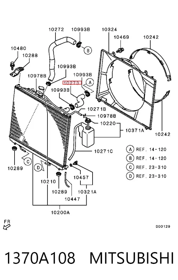 Manguera superior del radiador 1370A108 Mitsubishi