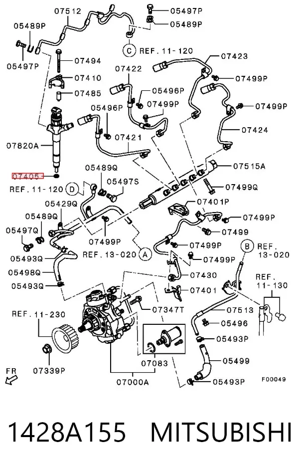 Junta de inyectores 1428A155 Mitsubishi