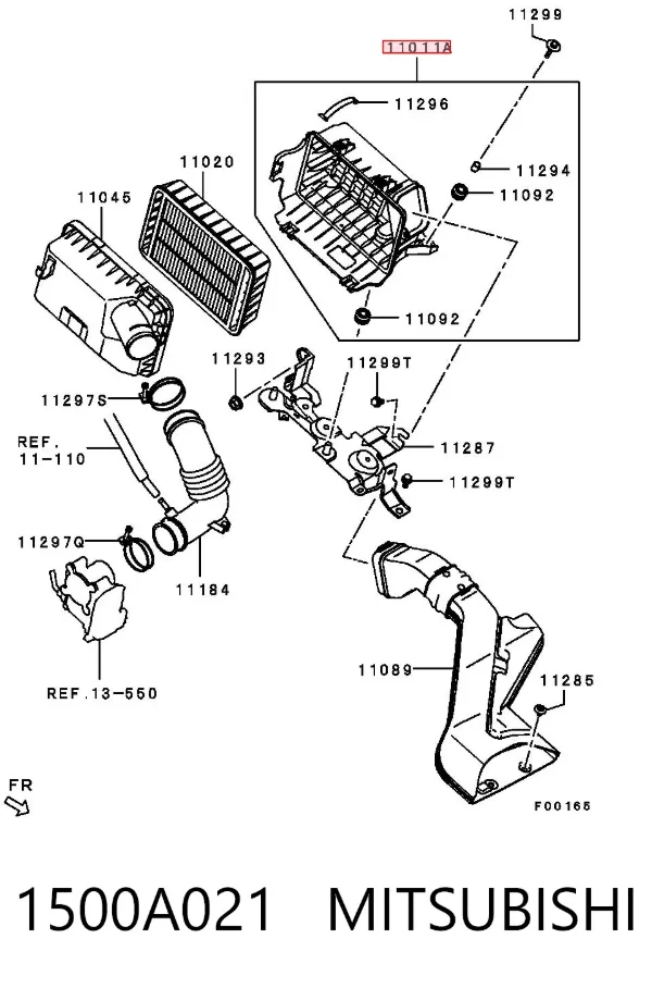 Caja del filtro de aire, parte inferior 1500A021 Mitsubishi