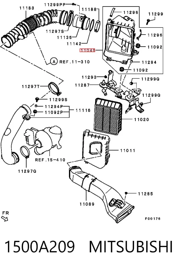 Carcasa del filtro de aire, parte superior 1500A209 Mitsubishi