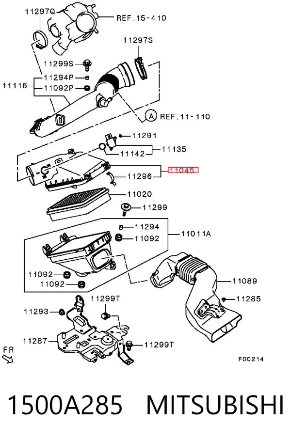 Carcasa del filtro de aire, parte superior 1500A285 Mitsubishi