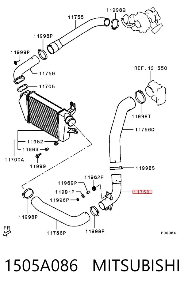 Tubo intercooler 1505A086 Mitsubishi