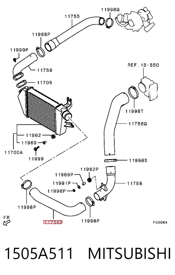 Tubo intercooler 1505A511 Mitsubishi