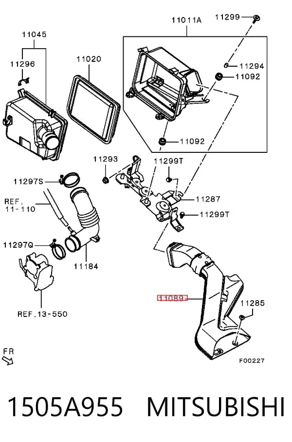 Entrada del filtro de aire 1505A955 Mitsubishi
