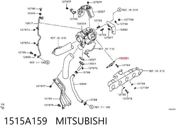 Junta de admisión de turbina de gases de escape 1515A159 Mitsubishi
