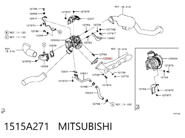 Junta de admisión de turbina de gases de escape 1515A271 Mitsubishi