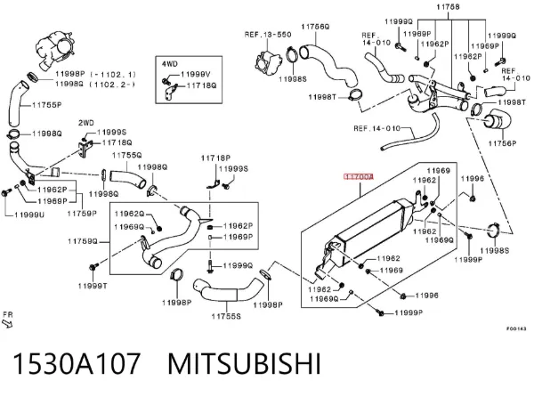 Intercooler 1530A107 Mitsubishi