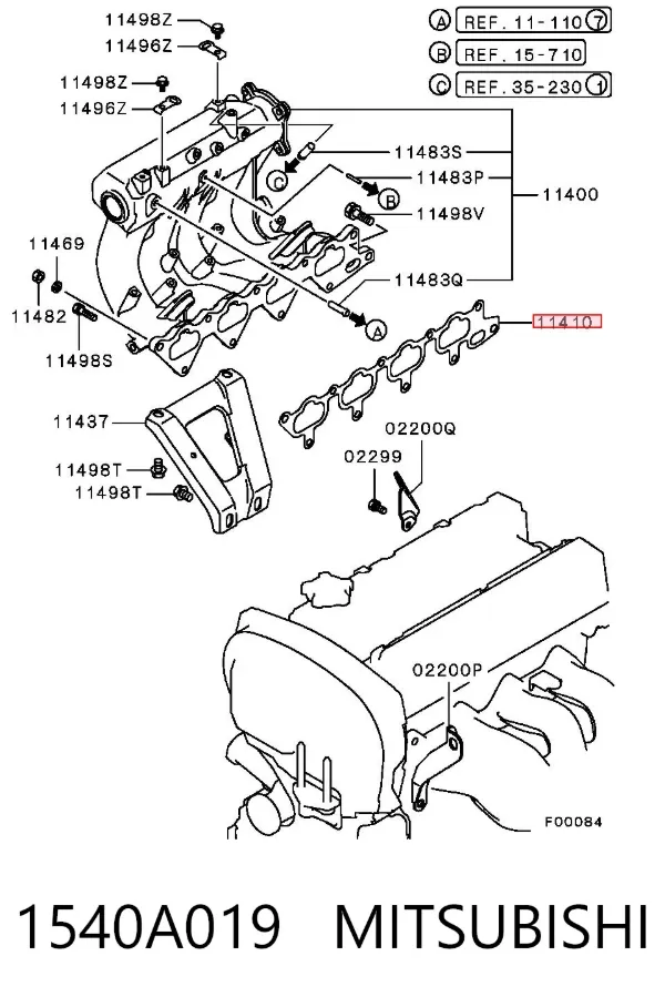 Junta de colector de admisión 1540A019 Mitsubishi