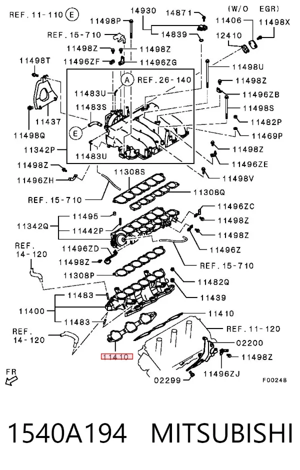 Junta de colector de admisión 1540A194 Mitsubishi