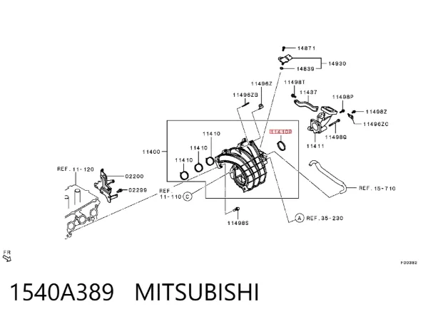 Junta de colector de admisión 1540A389 Mitsubishi